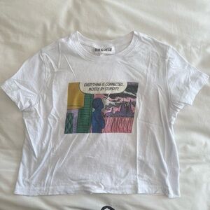 Blue & Cream White Tee with Colorful Graphic